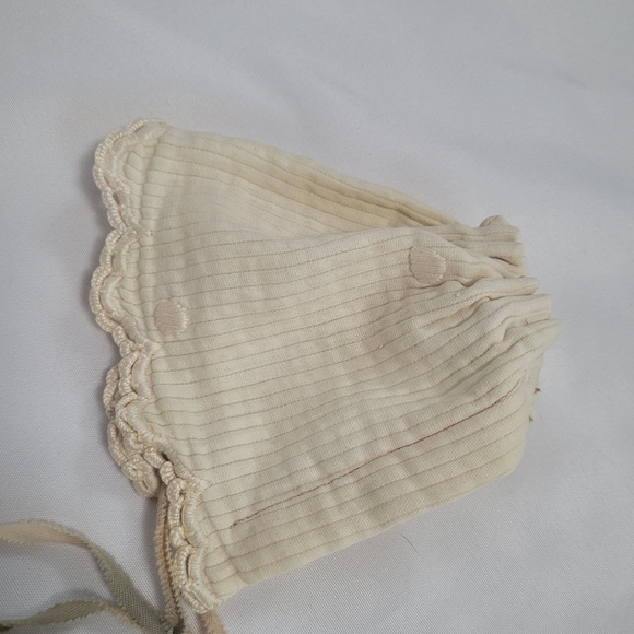 Vintage Handmade Dress Infant Doll Corduroy With Bonnet - Picture 5 of 12